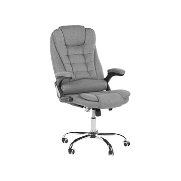 Office Chair Grey Fabric Swivel Adjustable Height Castors Modern Beliani