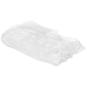 Bedding Throw White 150 X 200 Cm Faux Fur Shaggy Fuzzy Bedroom Beliani