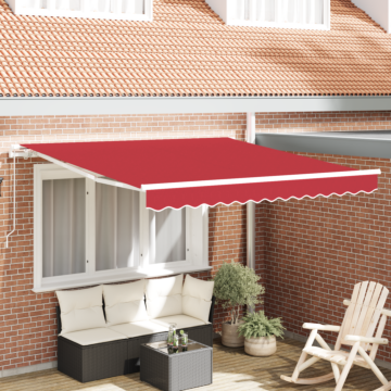 Vidaxl Manual Retractable Awning Red 300x250 Cm