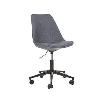 Armless Desk Chair Graphite Grey Fabric Uphlstered Padded Seat Adjustable Height Full Swivel Beliani