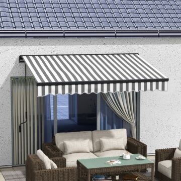 Outsunny 3 X 2m Aluminium Frame Electric Awning, Retractable Awning Sun Canopies For Patio Door Window, Grey And White