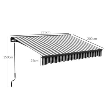 Outsunny 3 X 2m Aluminium Frame Electric Awning, Retractable Awning Sun Canopies For Patio Door Window, Grey And White