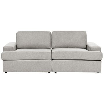 Sofa Light Grey Fabric Upholstered 3 Seater Cushioned Thickly Padded Backrest Classic Living Room Couch Beliani