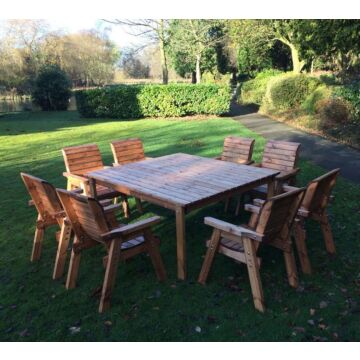 Eight Seater Square Table Set - Burgundy