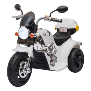 Homcom Kids 6v Battery Pp Motorcycle Ride On Trike W/ Lights Music Horn 18 - 36 Months White