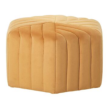 Pouffe Yellow Velvet 53 X 48 X 29 Cm Upholstered Hexagonal Footstool Ottman Glamour Style Living Room Beliani