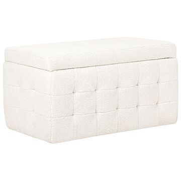 Ottoman White Boucle Fabric Tufted Upholstery Bedroom Bench With Storage Modern Design Storage Furniture Beliani