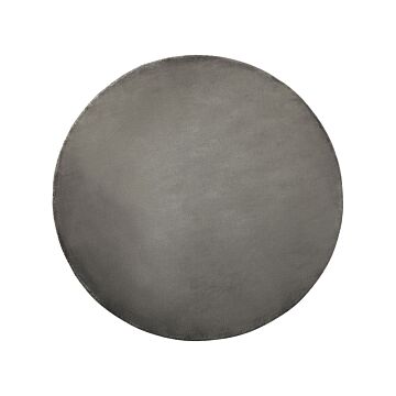 Rug Dark Grey Viscose Round 140 Cm Hand Tufted Low Pile Modern Beliani