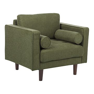 Armchair Green Upholstered Cushioned Thickly Padded Backrest Classic Retro Design Living Room Beliani