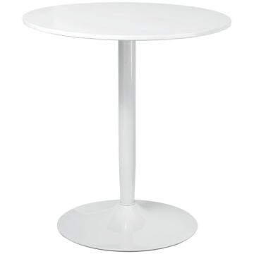 Homcom Round Dining Table, Modern Dining Room Table With Steel Base, Non-slip Foot Pad, Space Saving Small Dining Table, White