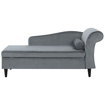 Chaise Lounge Light Grey Velvet Upholstery With Storage Right Hand With Bolster Beliani