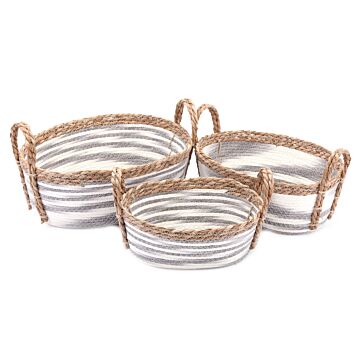 Set Of Three Stripey Oval Storage Baskets