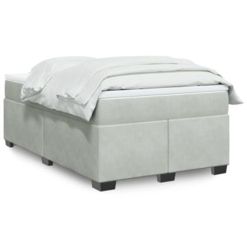 Vidaxl Box Spring Bed With Mattress Light Grey 120x200 Cm Velvet