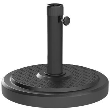 Outsunny 22kg Garden Parasol Base, Round Hdpe Sun Umbrella Base, Heavy Duty Outdoor Umbrella Stand For 38mm Or 48mm Outdoor Umbrella Poles, Black