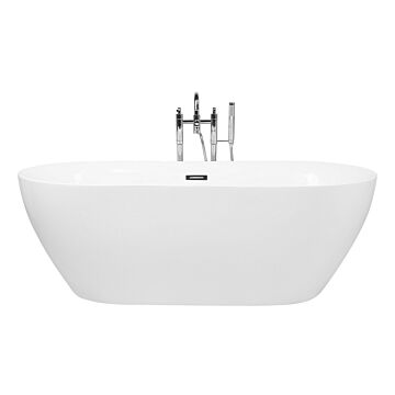 Freestanding Bath Glossy Black Sanitary Acrylic Single 150 X 75 Cm Oval Modern Design Beliani