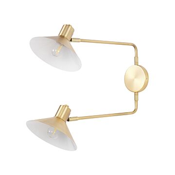 Wall Lamp Gold Steel 2 Lights Lighting Drum Shades Adjustable With Gold Elements Modern Industrial Living Room Bedroom Beliani