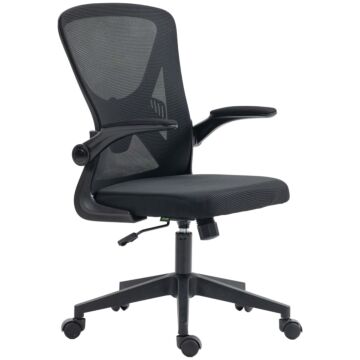 Vinsetto Mesh Office Chair With Flip-up Armrests, Ergonomic Computer Desk Chair With Lumbar Support And Swivel Wheels, Black