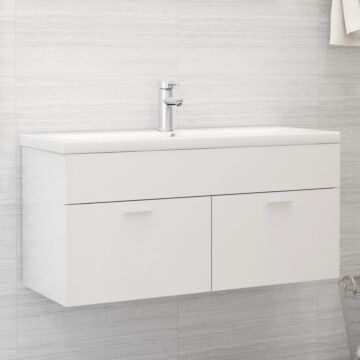 Vidaxl Sink Cabinet With Built-in Basin High Gloss White Engineered Wood