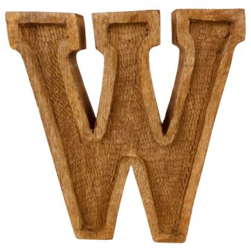 Hand Carved Wooden Embossed Letter W