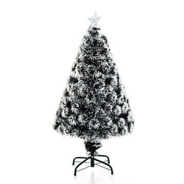 Homcom 4ft 120cm Green/white Artificial Christmas Tree With Prelit Led