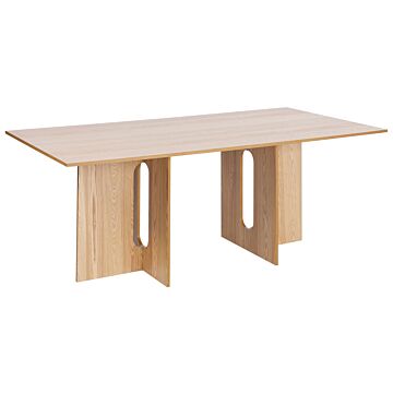 Dining Table Light Wood Mdf 200 X 100 Cm Ash Veneer Top Modern Design Kitchen Table Beliani
