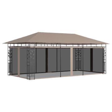 Vidaxl Gazebo With Mosquito Net 6x3x2.73 M Taupe 180 G/m²