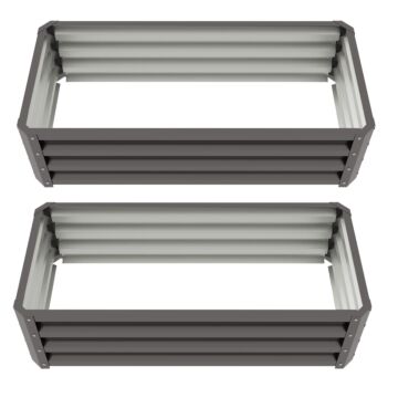 Outsunny Steel Raised Beds For Garden, Outdoor Planter Box, Set Of 2, For Flowers, Herbs And Vegetables, Dark Grey