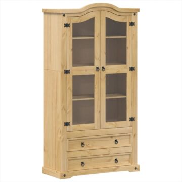 Vidaxl Glass Display Cabinet Corona 99x43x187 Cm Solid Wood Pine