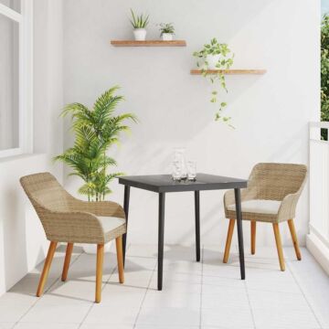 Vidaxl 3 Piece Garden Dining Set Beige Poly Rattan