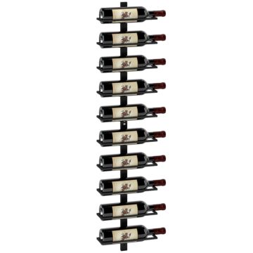 Homcom 10-tier Wall Mount Wine Rack, Steel Wall Wine Rack For 10 Wine Bottles, Wall Wine Display Rack For Kitchen, Dining Room, Home Bar, Black