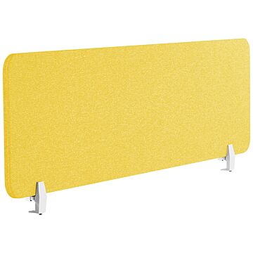 Desk Screen Yellow Pet Board Fabric Cover 130 X 40 Cm Acoustic Screen Modular Mounting Clamps Home Office Beliani
