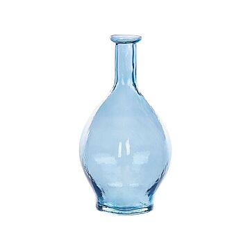Vase Light Blue Glass 28 Cm Handmade Decorative Round Bud Shape Tabletop Home Decoration Modern Design Beliani