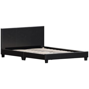 Vida Designs Lisbon Double Faux Leather Bed, Black