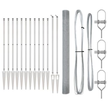 Vidaxl Welded Wire Fence With 13 Spike Posts 1.5x25 M Galvanised Steel