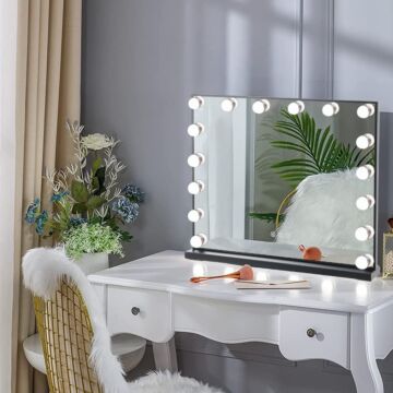 Hollywood Vanity Mirror With 3 Lighting Modes,tabletop Mirror For Dressing Table ＆ Bathroom 62*52cm