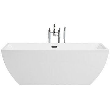 Freestanding Bath White Sanitary Acrylic Single Rectangular Minimalist Modern Design Beliani