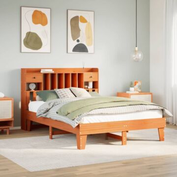 Vidaxl Bed Frame Without Mattress Wax Brown 140x190 Cm Solid Wood Pine