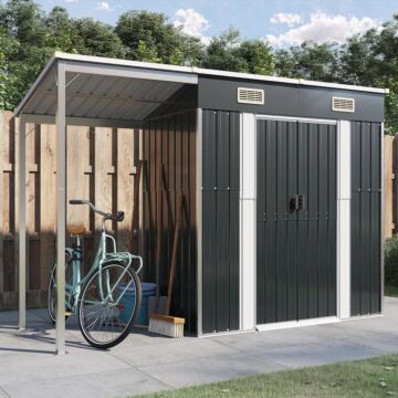 Vidaxl Garden Shed With Extended Roof Anthracite 277x110.5x181 Cm Steel