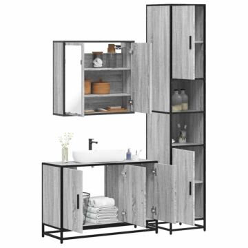 Vidaxl 4 Piece Bathroom Furniture Set Grey Sonoma Engineered Wood