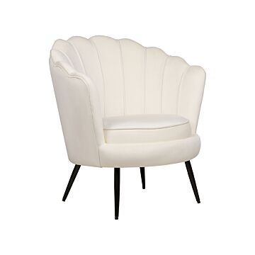 Armchair Off-white Velvet Novelty Shape Metal Legs Retro Beliani