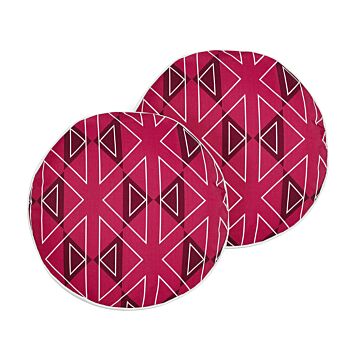 Set Of 2 Garden Cushions Pink Polyester Geometrical Pattern ⌀ 40 Cm Round Modern Outdoor Patio Water Resistant Beliani