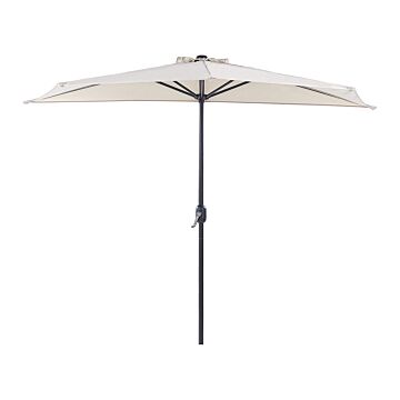 Half-round Garden Parasol Beige Polyester Shade Steel 2.7m Modern Patio Balcony Umbrella Beliani