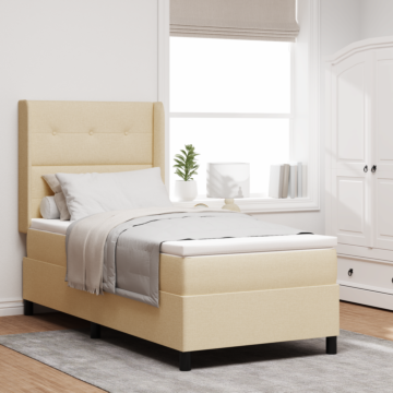 Vidaxl Box Spring Bed With Mattress - Cream Color, 100x200 Cm Fabric