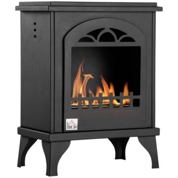 Homcom Free Standing Ethanol Fireplace, Bioethanol Heater Stove Fire With 1.5l Tank, 3 Hours Burning Time, Black