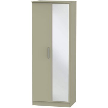 Contrast Tall Mirrored Wardrobe In Mushroom Matt