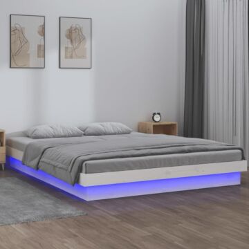 Vidaxl Led Bed Frame White 180x200 Cm Super King Size Solid Wood