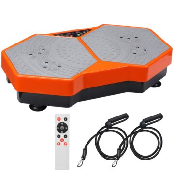 Homcom Sports Vibration Plate, Remote Control, Resistance Bands, 99 Levels - Orange And Grey