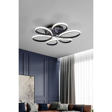 74w Modern Black Acrylic Petal Led Semi Ceiling Light