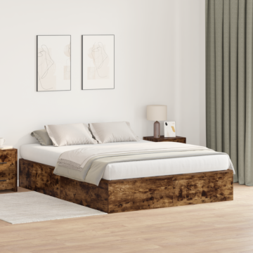 Vidaxl Storage Bed Frame Smoked Oak 150x200 Cm