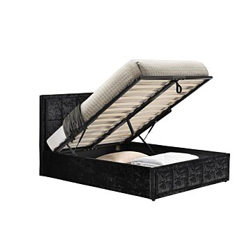 Hannover Small Double Ottoman Bed Black Crushed Velvet